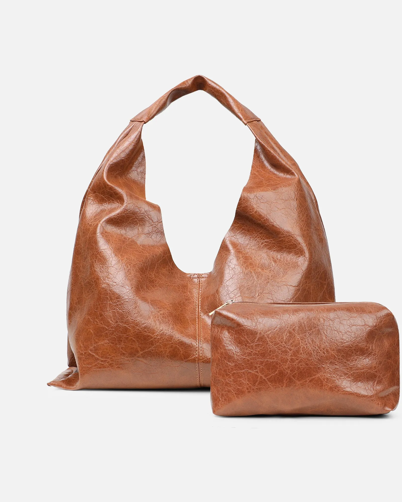 Abina Dark Tan Soft Hobo Shoulder Bag sold by Simmi London product image thumbnail 3