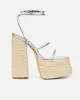 Nadima Silver Metallic Platform Espadrille Sandals sold by Simmi London
