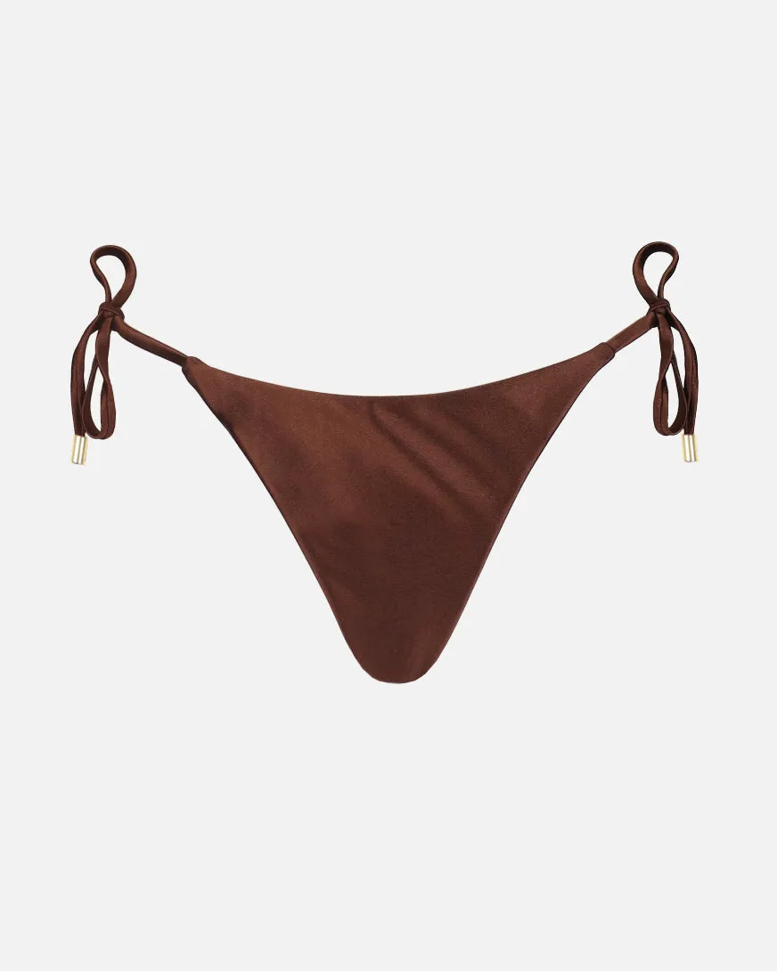 Alor Chocolate Satin Tie Waist Bikini Bottoms sold by Simmi London product image thumbnail 3