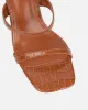 Natori Tan Patent Croc Mid Heeled Sandals sold by Simmi London