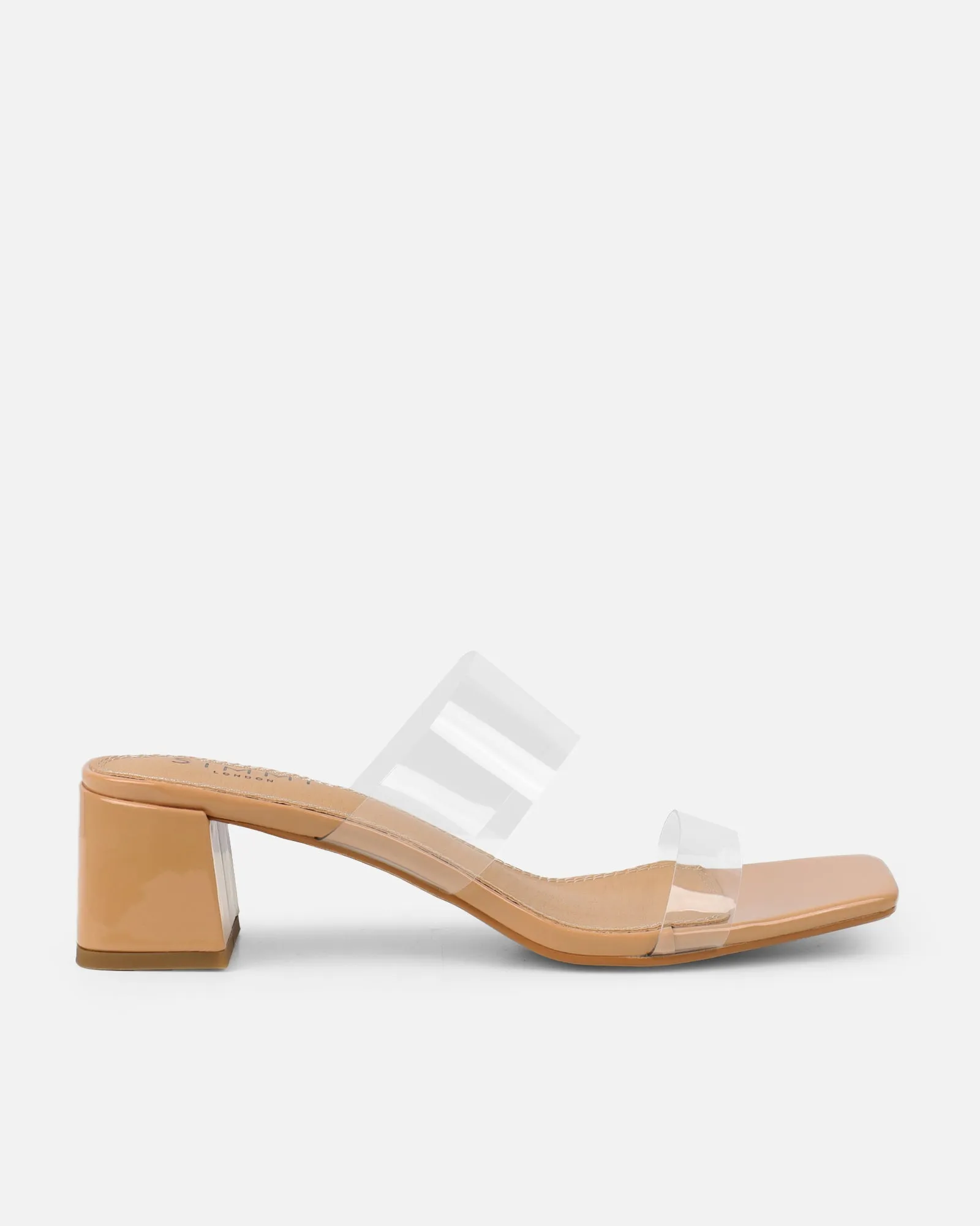 Eadie Nude Patent Clear Low Block Heeled Sandals sold by Simmi London product image thumbnail 2
