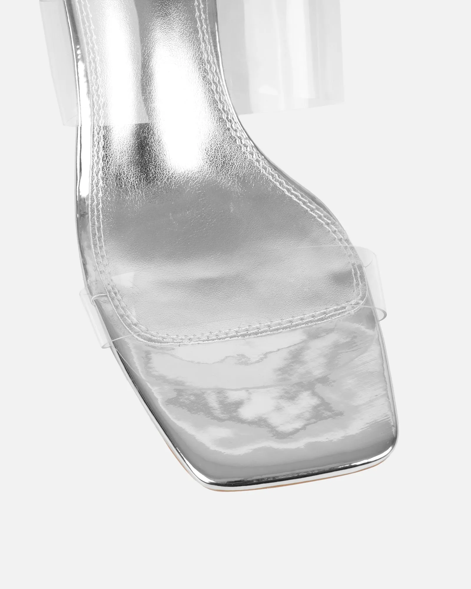 Eadie Silver Clear Low Block Heeled Sandals sold by Simmi London product image thumbnail 4