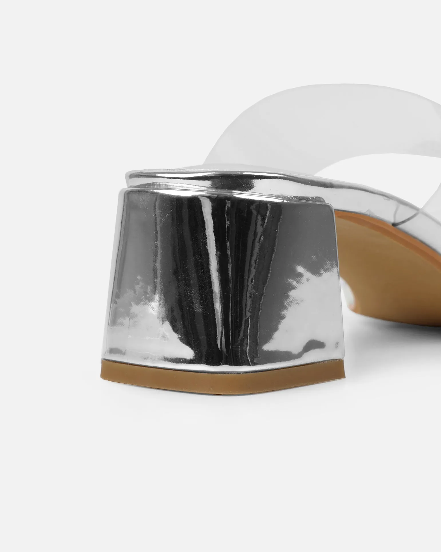 Eadie Silver Clear Low Block Heeled Sandals sold by Simmi London product image thumbnail 3