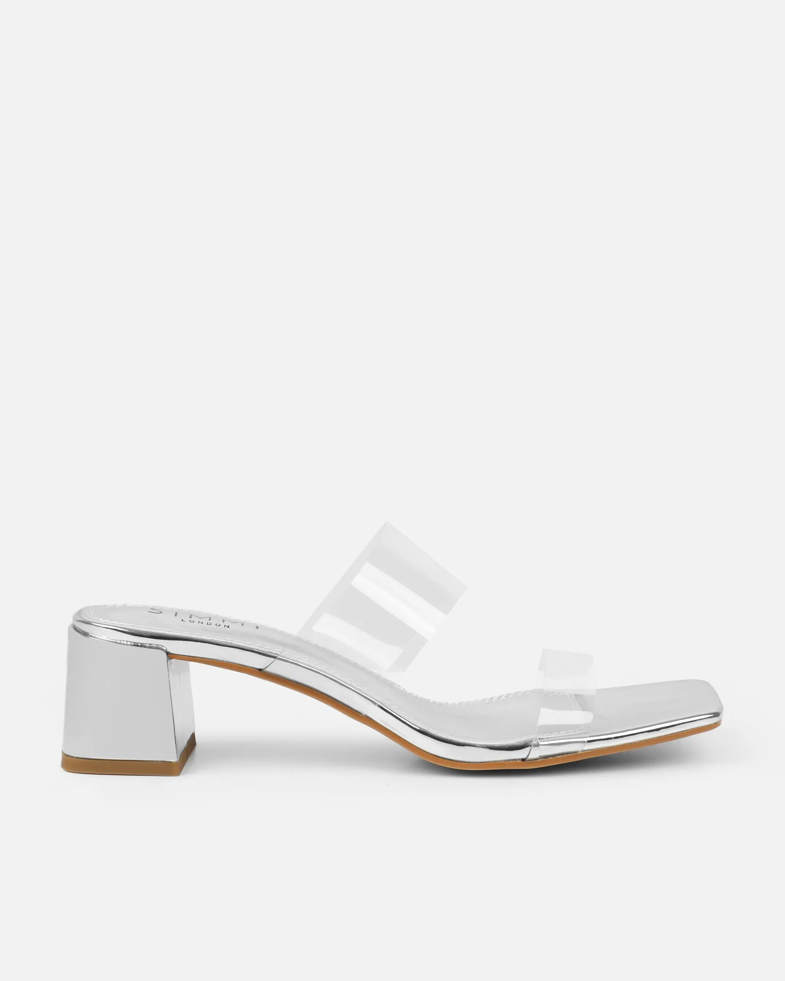 Eadie Silver Clear Low Block Heeled Sandals sold by Simmi London product image thumbnail 2