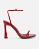 Apple Dark Red Patent Flared Heeled Sandals sold by Simmi London