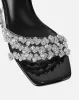 Blushing Black Diamante Mid Heel Mules sold by Simmi London