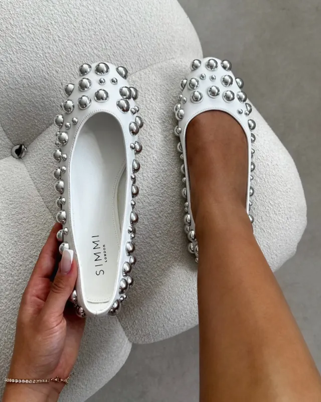 Shan White Studded Ballet sold by Simmi London