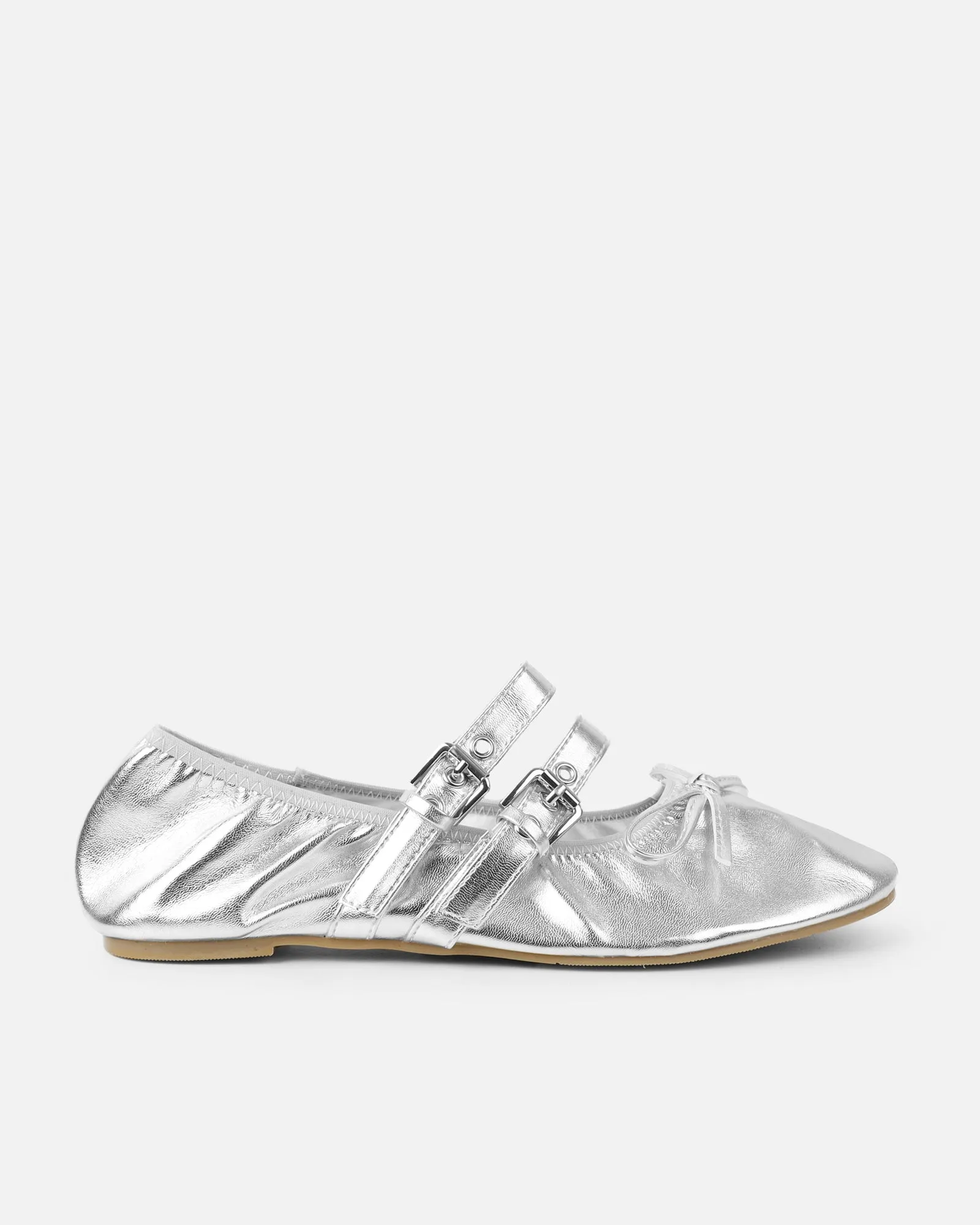 Octavio Silver Metallic Scrunch Ballet Flats sold by Simmi London product image thumbnail 2