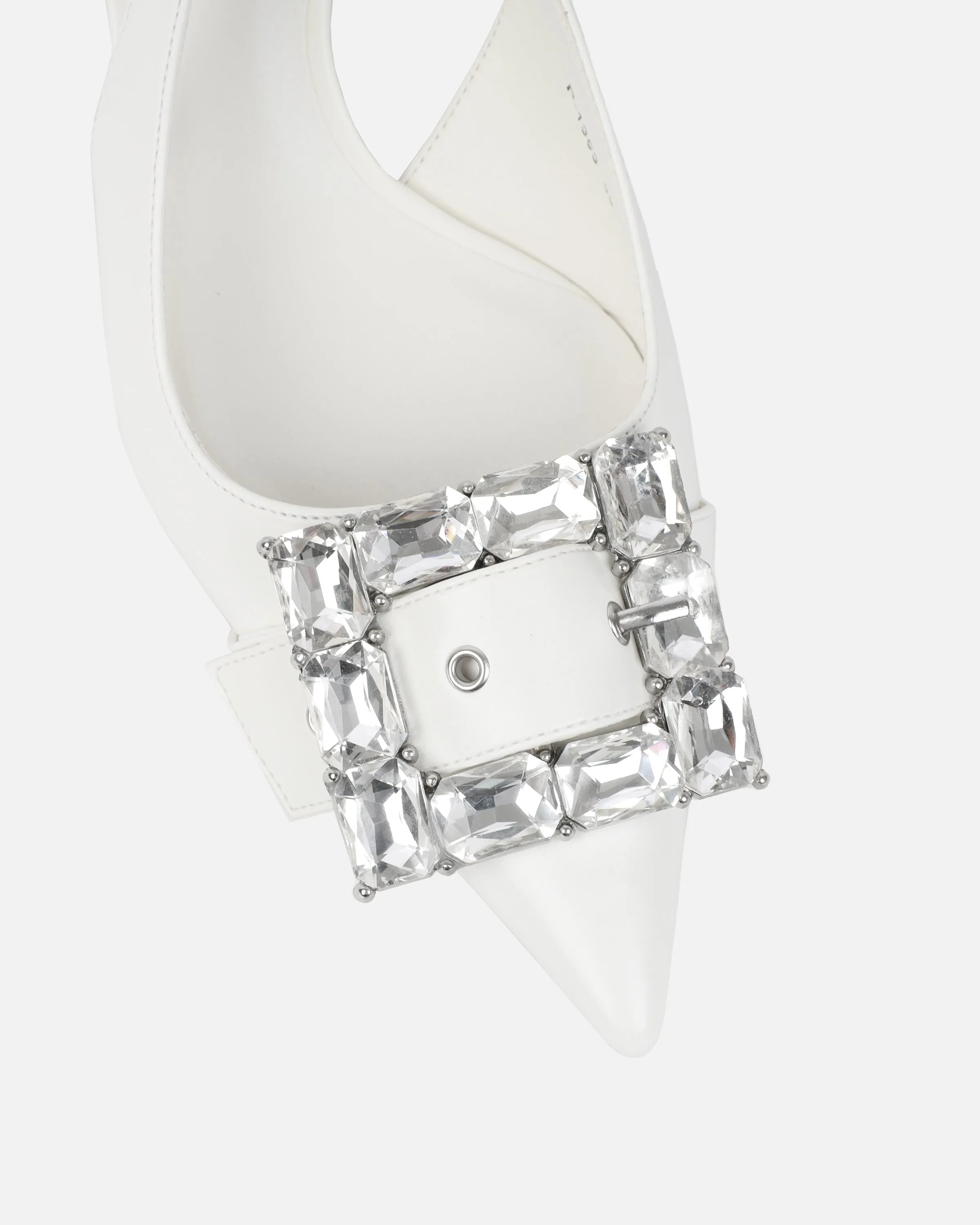 Ardenne White Diamante Low Court Heeled Shoes sold by Simmi London product image thumbnail 4