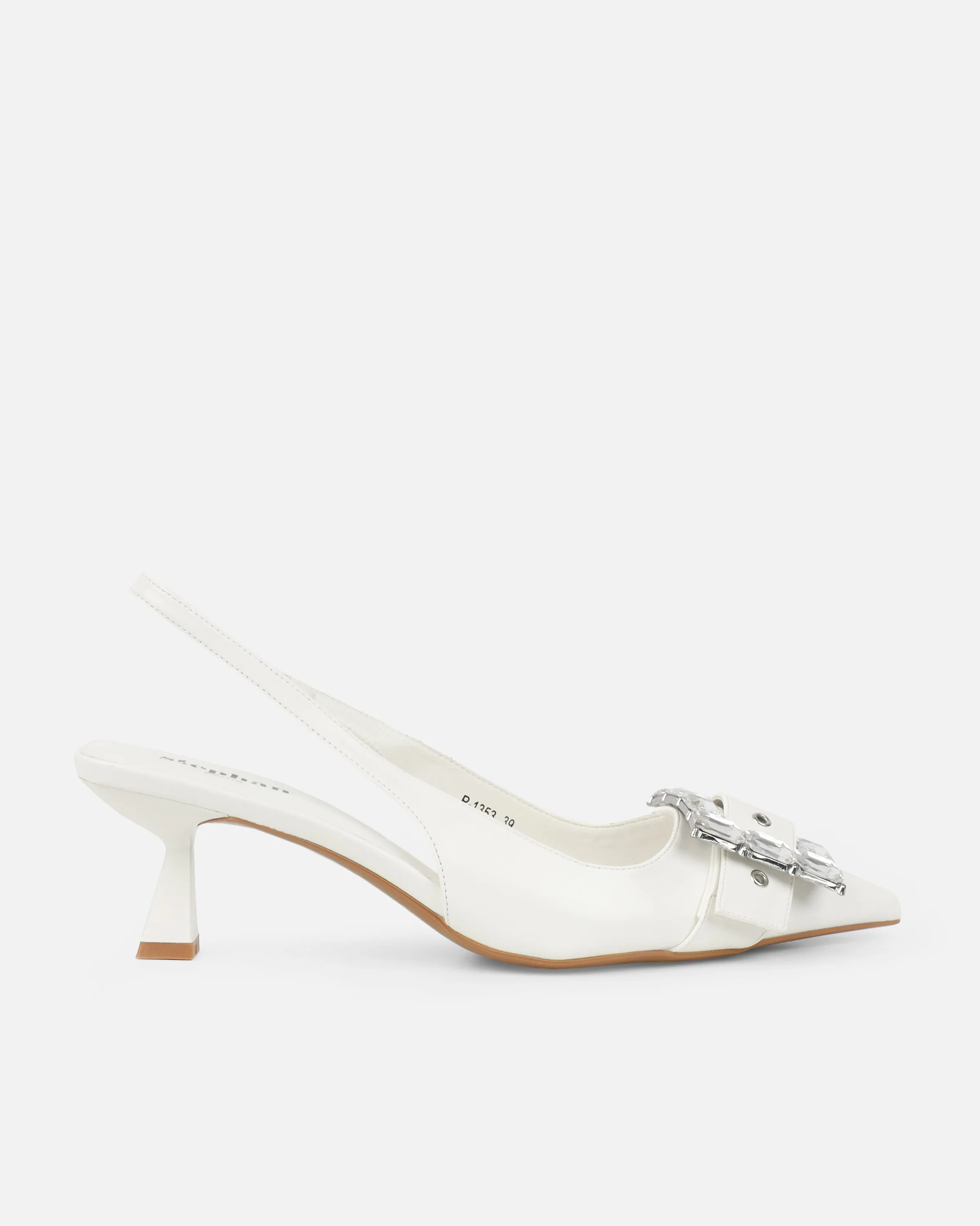 Ardenne White Diamante Low Court Heeled Shoes sold by Simmi London product image thumbnail 2