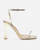Apple Gold Mirror Flared Heeled Sandals sold by Simmi London