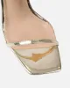 Apple Gold Mirror Flared Heeled Sandals sold by Simmi London