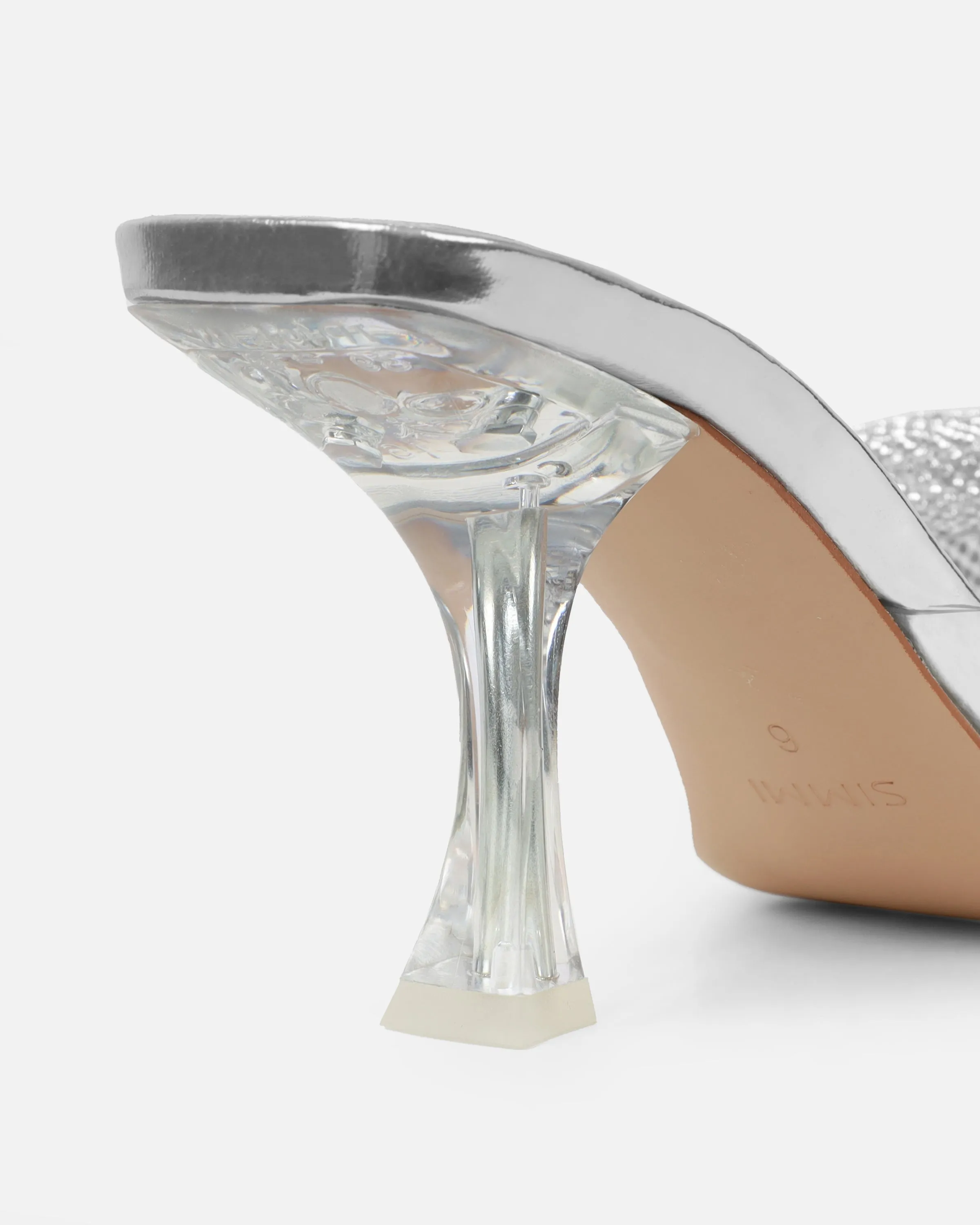 Alorah Clear Silver Mirror Diamante Bow Trim Sling Back Court Shoes sold by Simmi London product image thumbnail 3