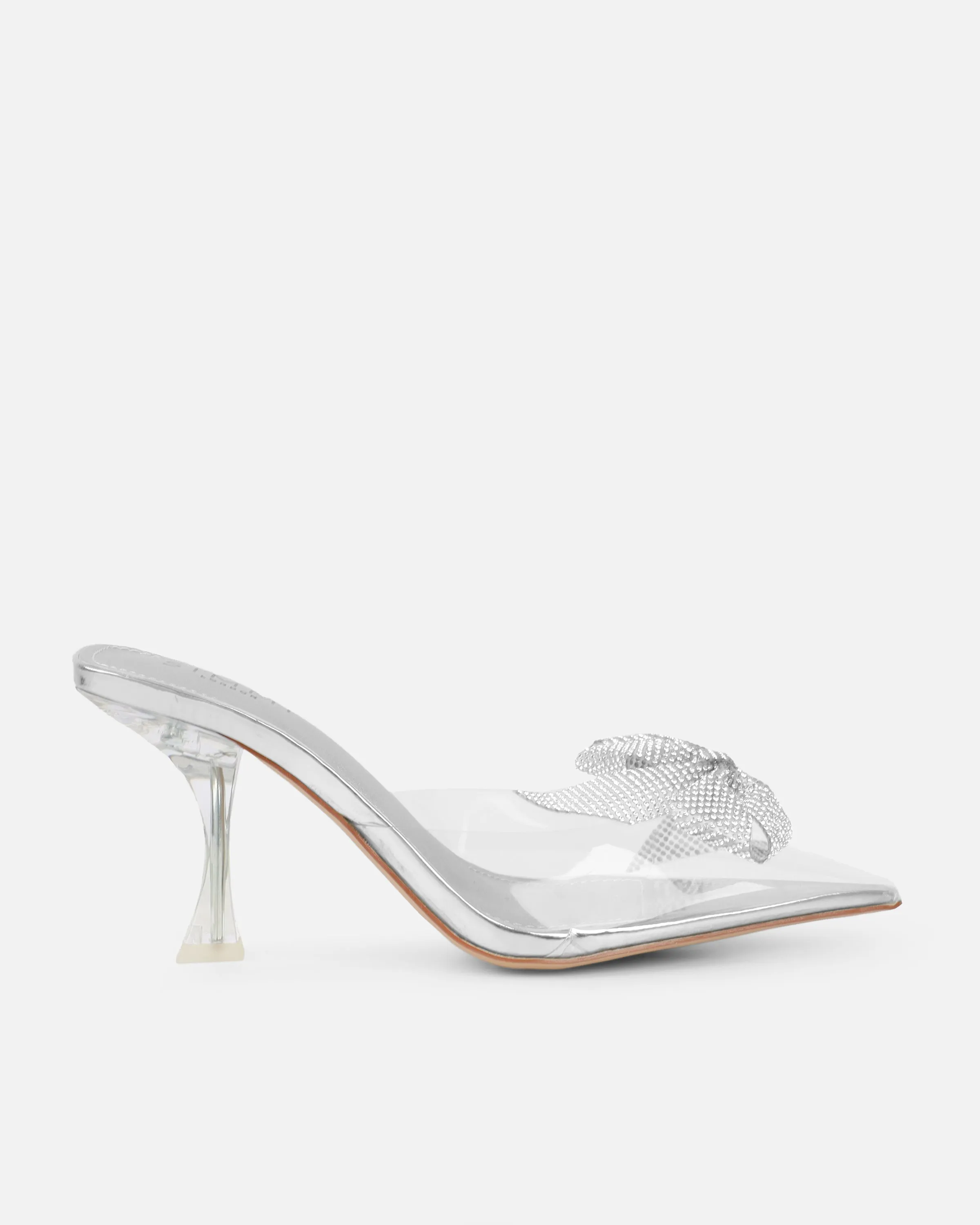 Alorah Clear Silver Mirror Diamante Bow Trim Sling Back Court Shoes sold by Simmi London product image thumbnail 2