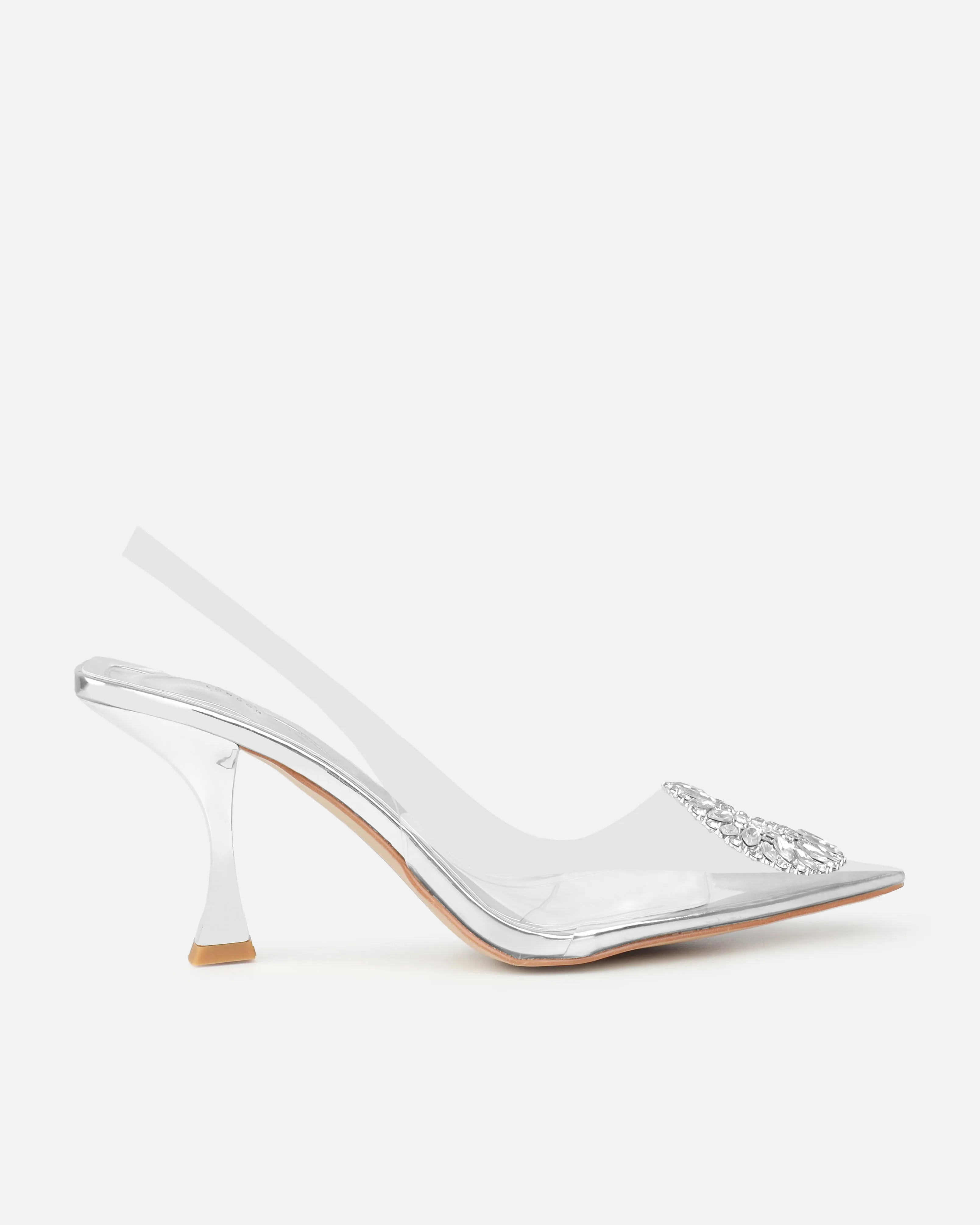 Alanis Silver Clear Diamante Slingback Mid Heel Courts sold by Simmi London product image thumbnail 2