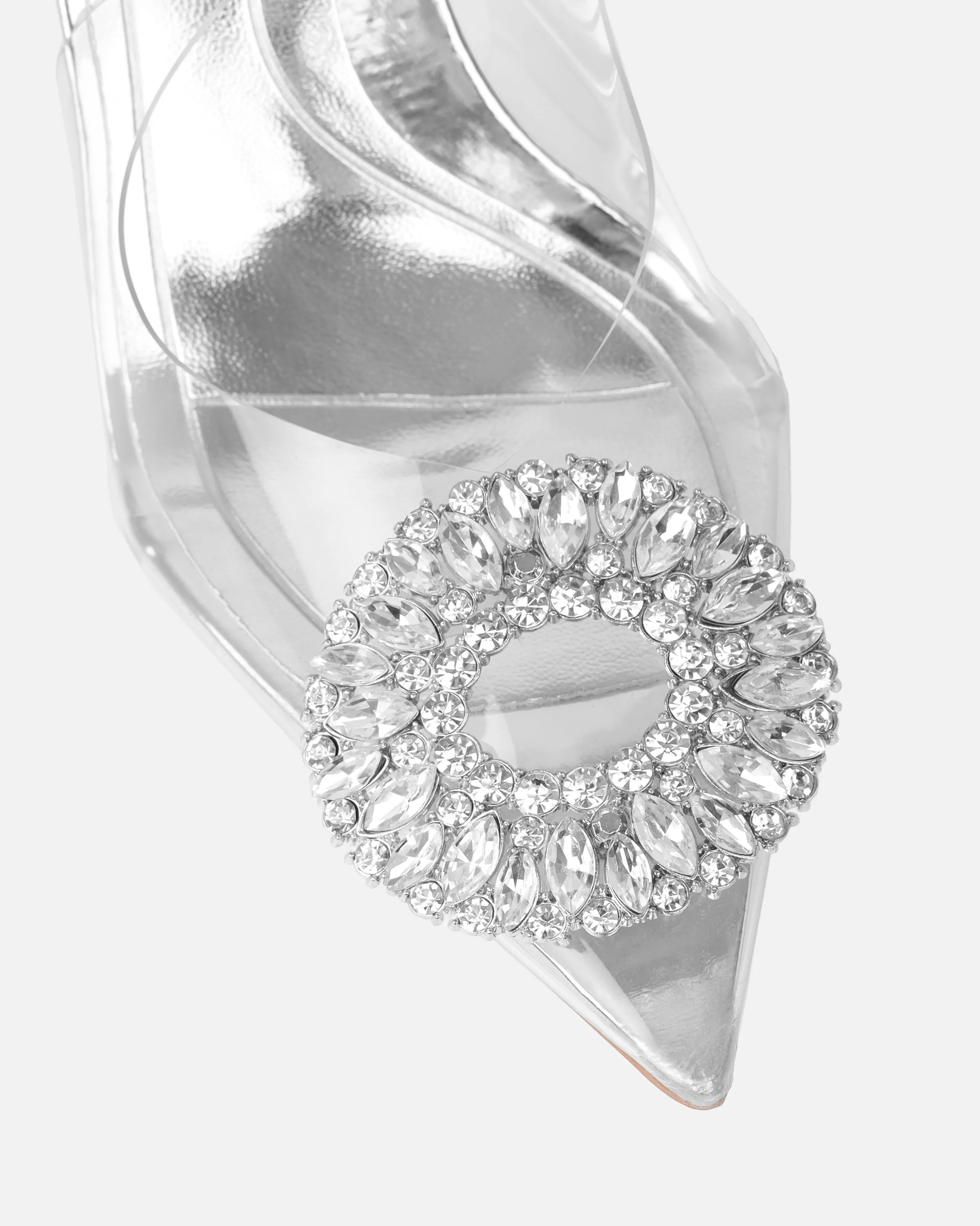 Alanis Silver Clear Diamante Slingback Mid Heel Courts sold by Simmi London product image thumbnail 4