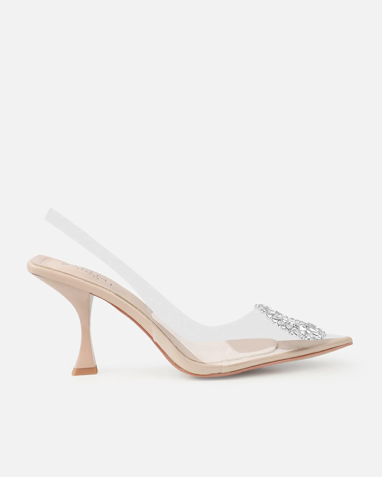 Alanis Nude Clear Diamante Slingback Mid Heel Courts sold by Simmi London product image thumbnail 2