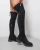 Dustin Black Faux Suede Stretch Flat Over The Knee Boots sold by Simmi London