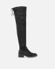 Dustin Black Faux Suede Stretch Flat Over The Knee Boots sold by Simmi London