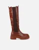 Tommo Tan Flat Chunky Knee High Boots sold by Simmi London