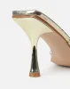 Blushing Gold Mirror Diamante Mid Heel Mules sold by Simmi London