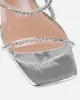 Confetti Silver Clear Diamante Mid Heels sold by Simmi London