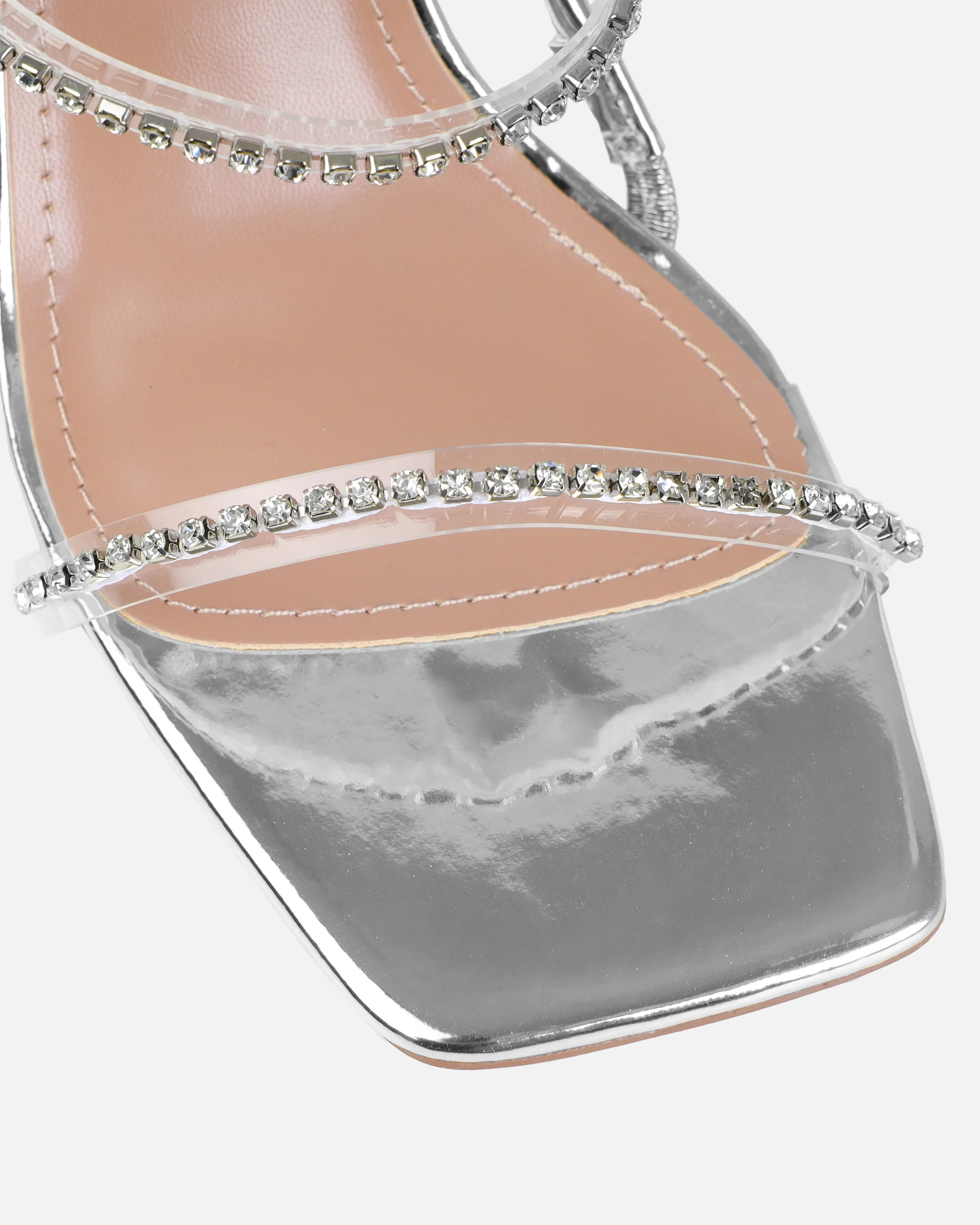Confetti Silver Clear Diamante Mid Heels sold by Simmi London product image thumbnail 4