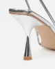 Confetti Silver Clear Diamante Mid Heels sold by Simmi London