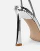 Apple Silver Mirror Flared Heeled Sandals sold by Simmi London