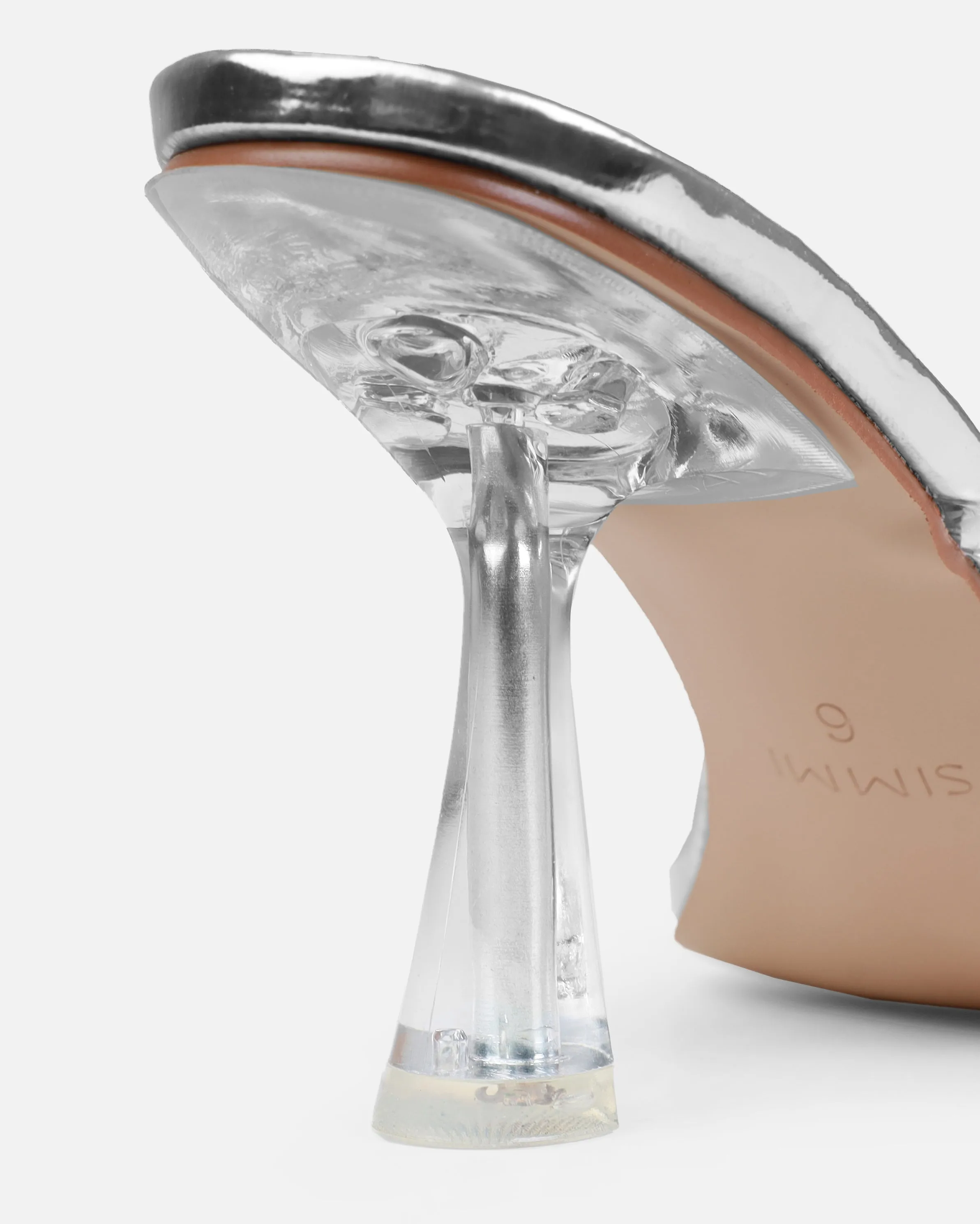Honie Clear Silver Mid Heel Mules sold by Simmi London product image thumbnail 3
