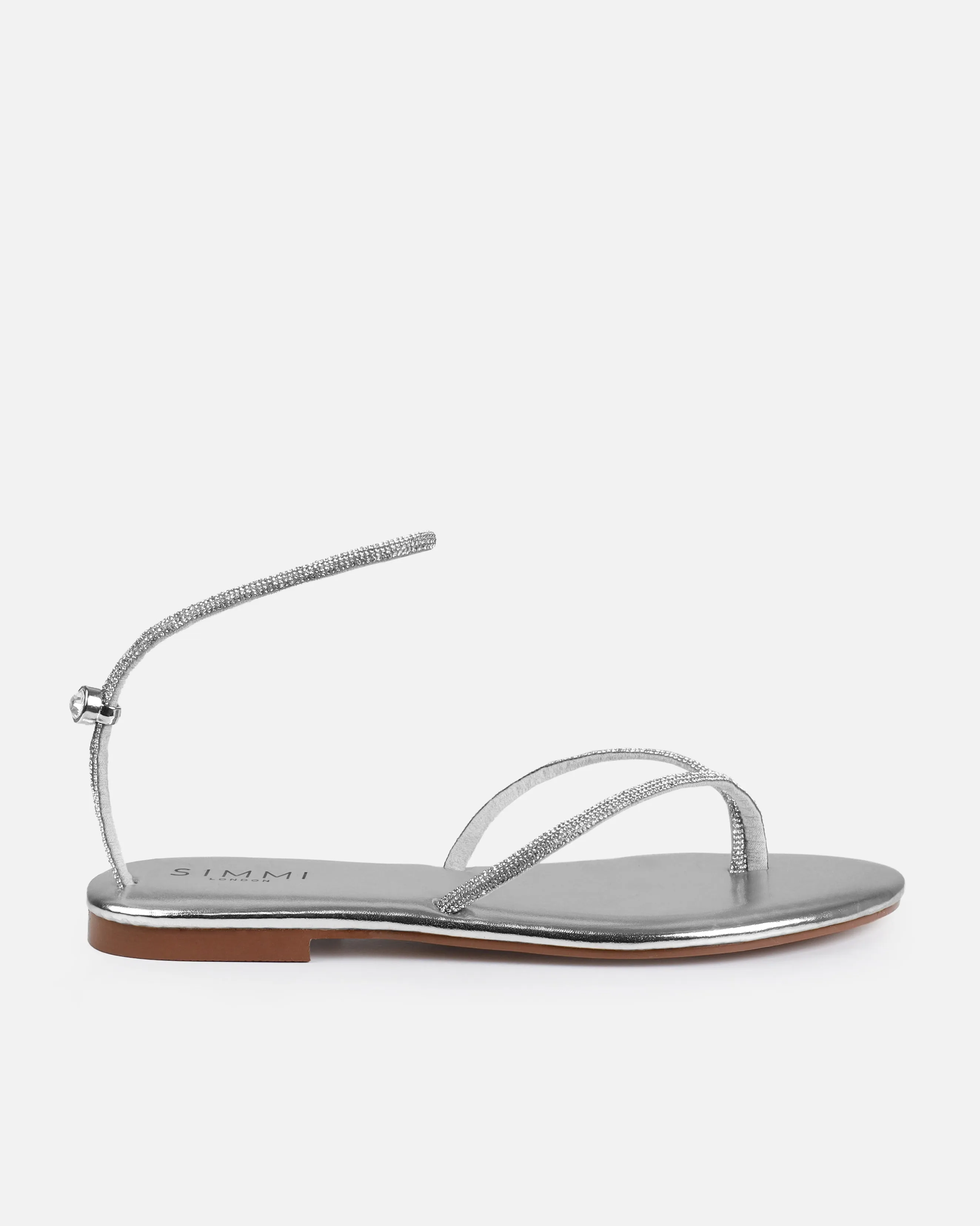 Elio Silver Diamante Toe Thong Toggle Flat Sandals sold by Simmi London product image thumbnail 2