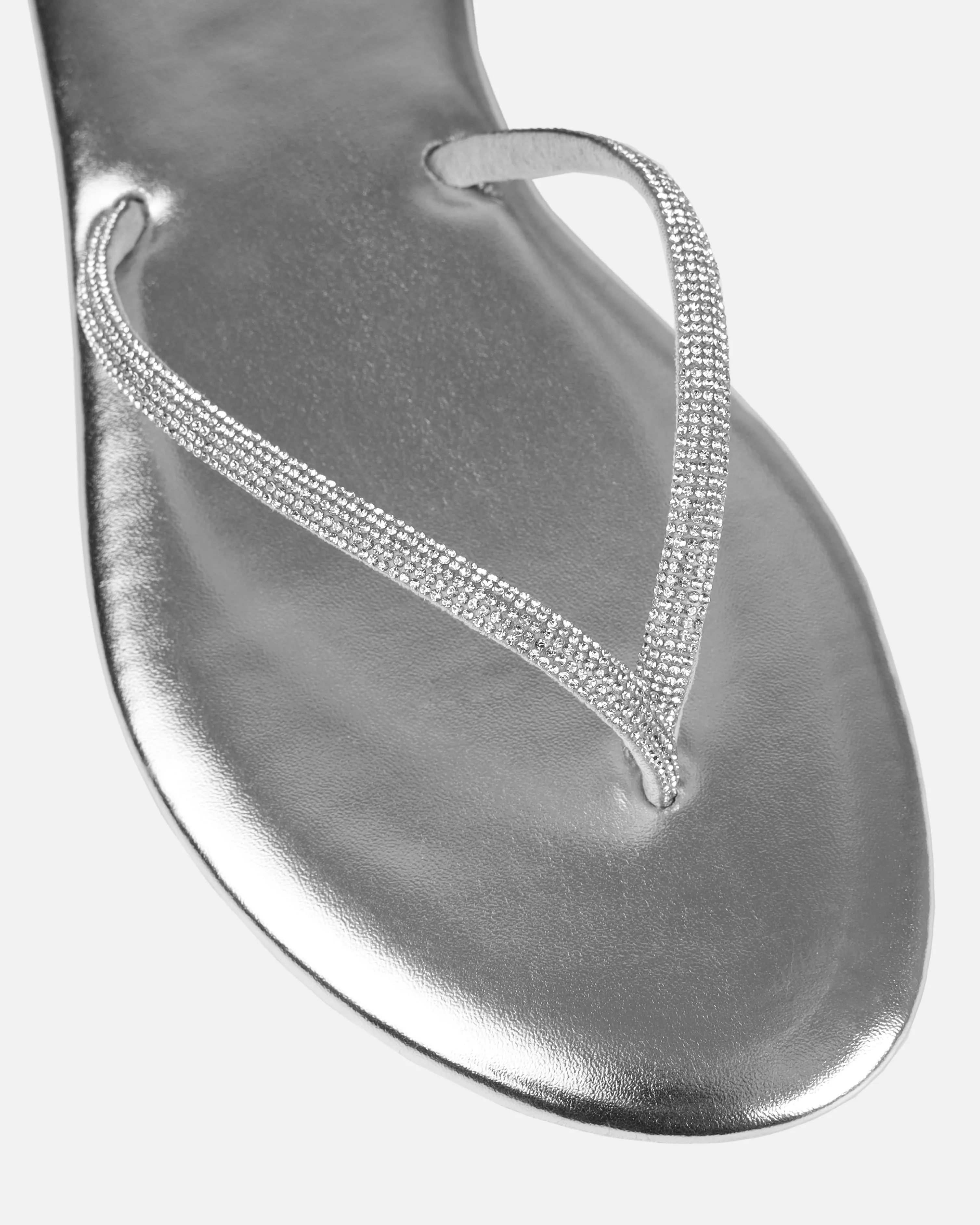 Elio Silver Diamante Toe Thong Toggle Flat Sandals sold by Simmi London product image thumbnail 4