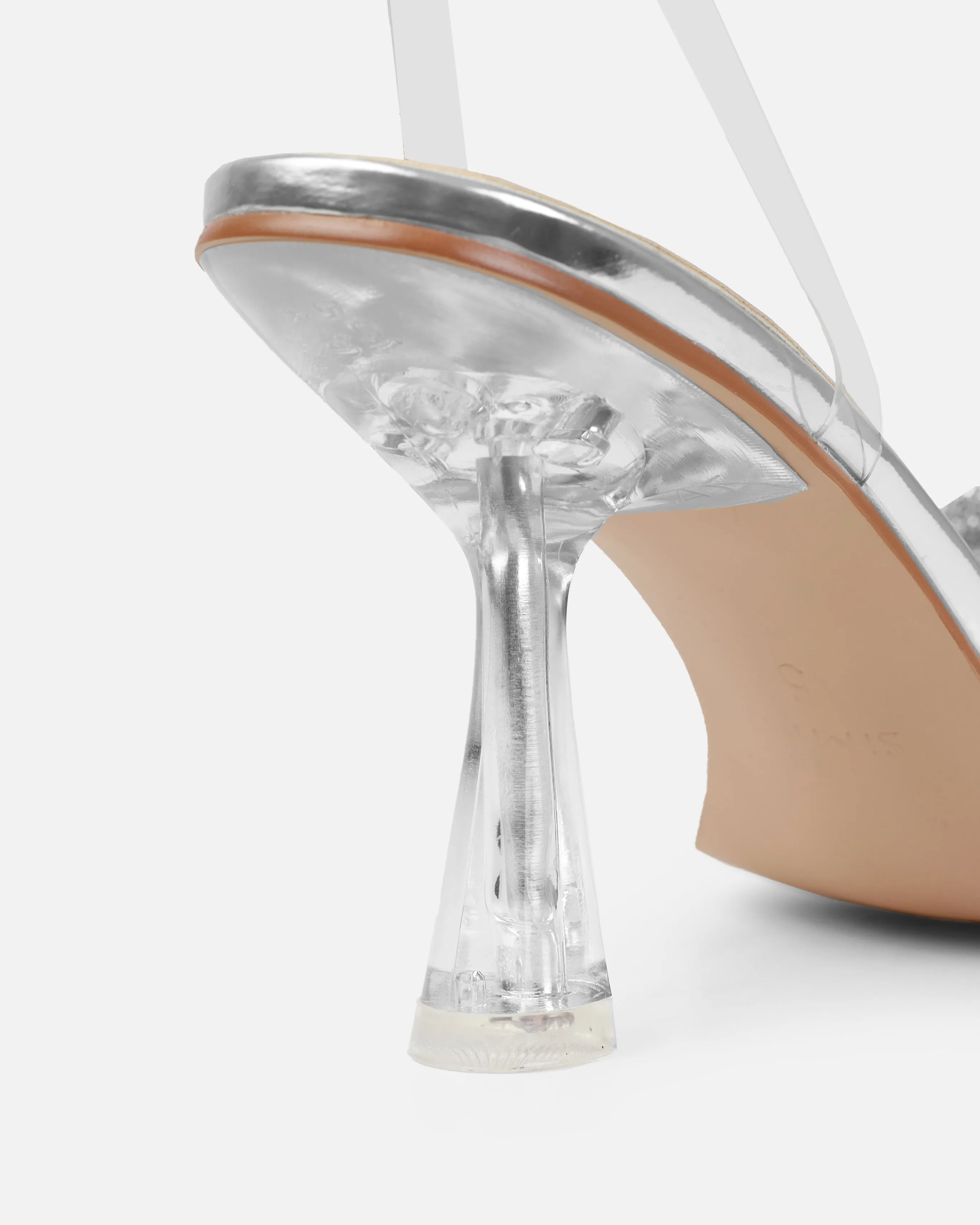 Diamond Silver Clear Diamante Bow Mid Heels sold by Simmi London product image thumbnail 3
