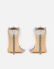 Deja Wide Silver Clear Strappy Diamante Heeled Mules sold by Simmi London