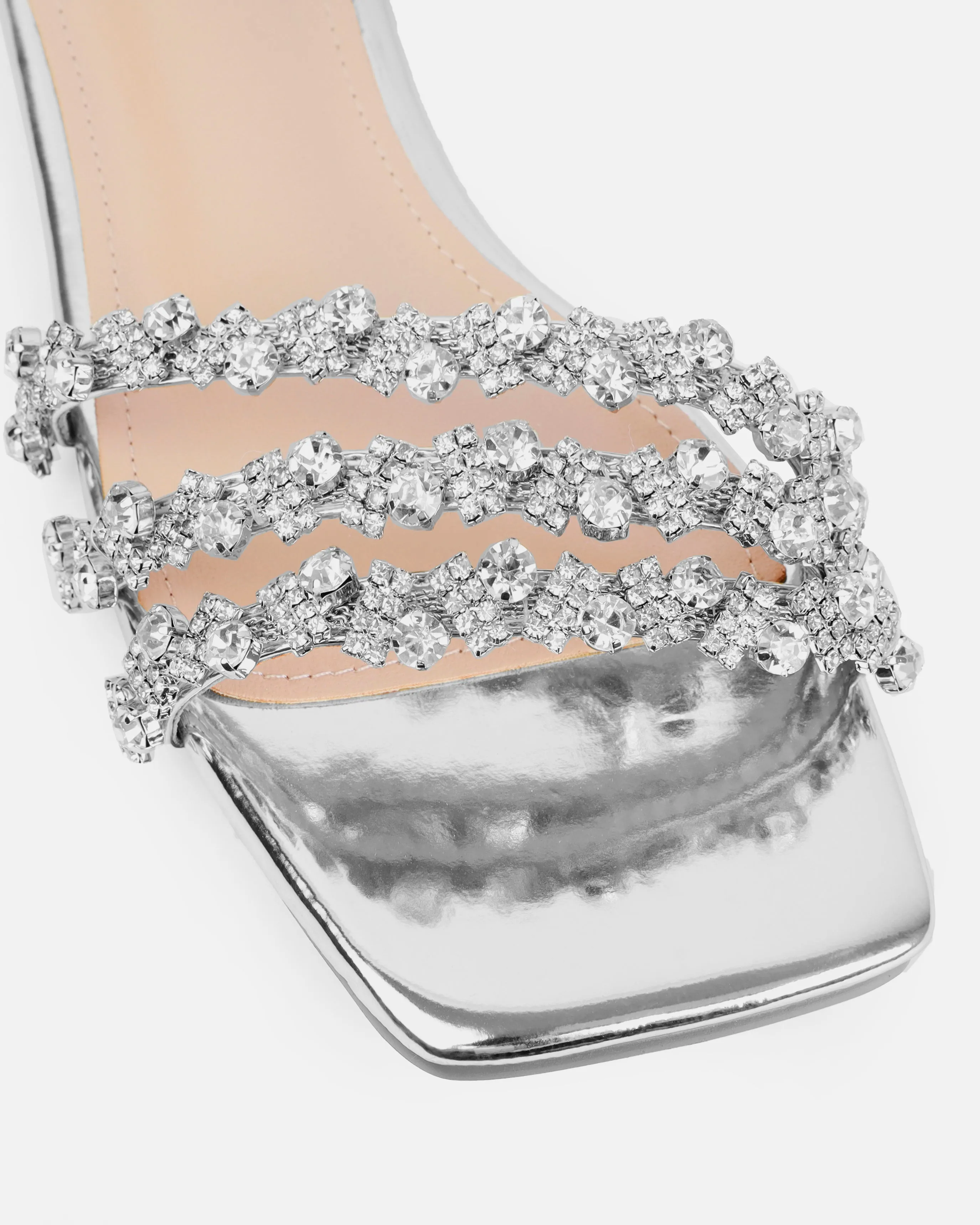 Capri Silver Mirror Diamante Flat Sandals sold by Simmi London product image thumbnail 4