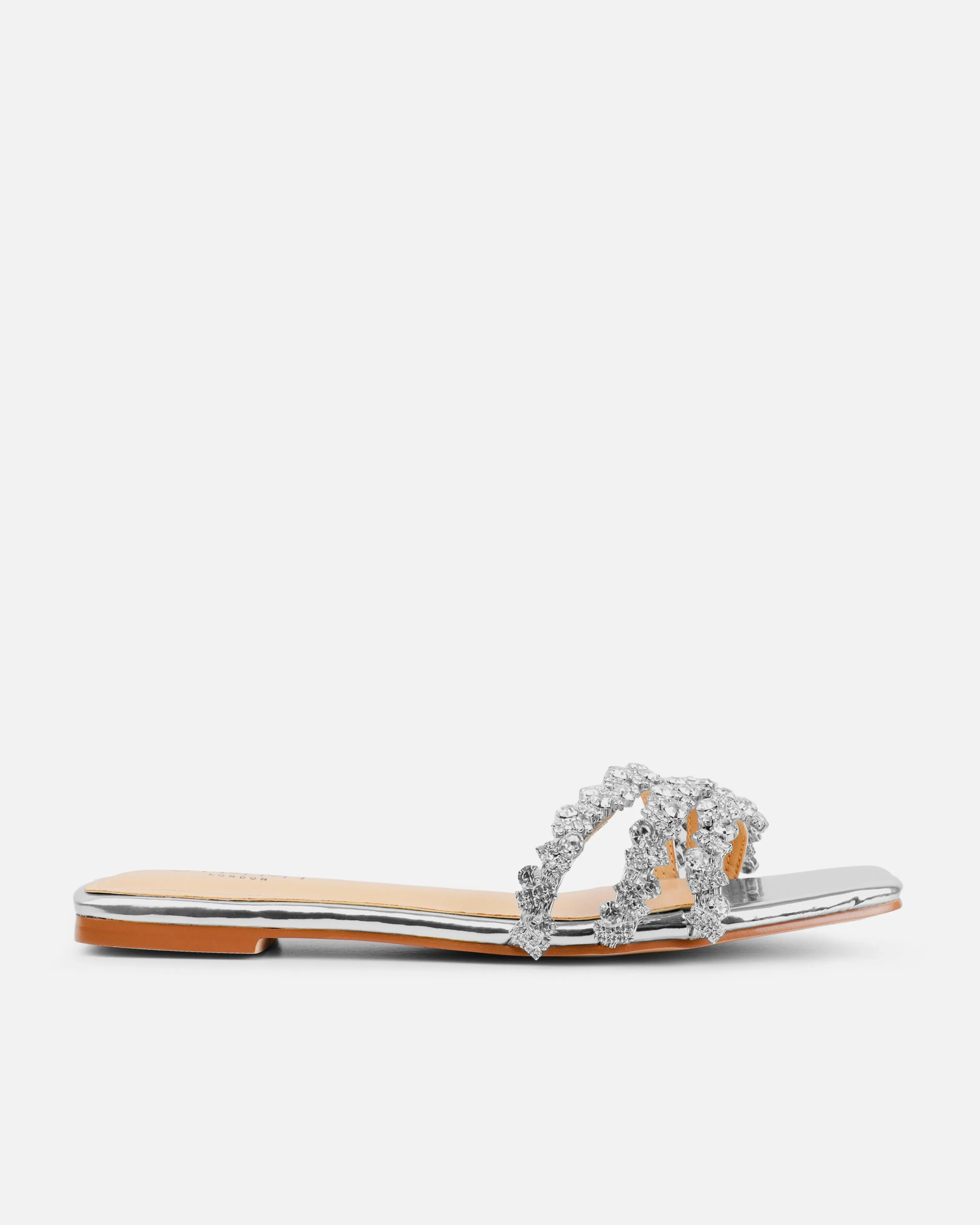 Capri Silver Mirror Diamante Flat Sandals sold by Simmi London product image thumbnail 2