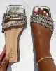 Capri Gold Mirror Diamante Flat Sandals sold by Simmi London