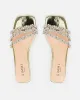 Capri Gold Mirror Diamante Flat Sandals sold by Simmi London