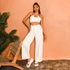 Luna White Halterneck Crop Top sold by Simmi London