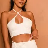 Luna White Halterneck Crop Top sold by Simmi London