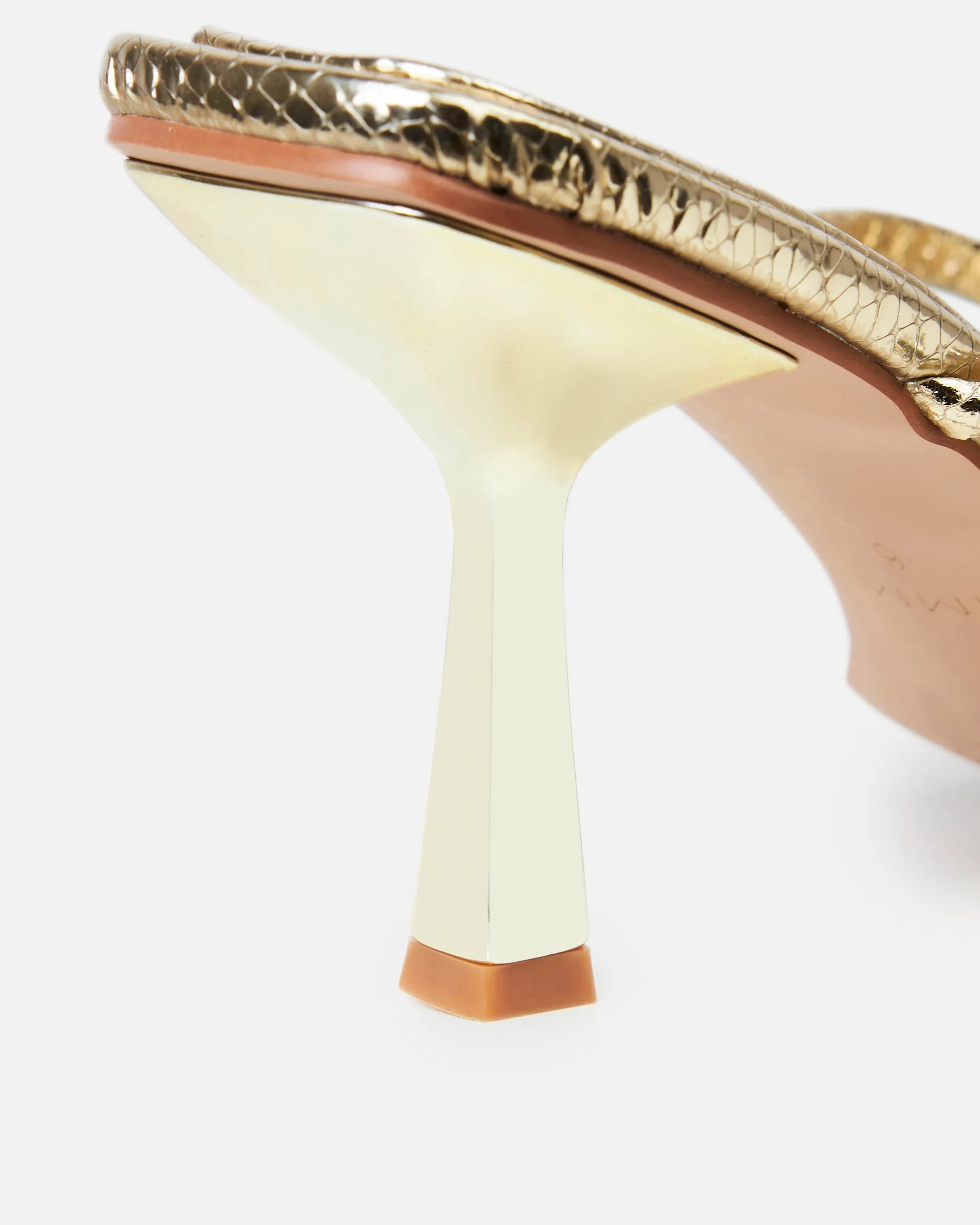 Freesia Gold Faux Snake Print Spiral Mid Heels sold by Simmi London product image thumbnail 4