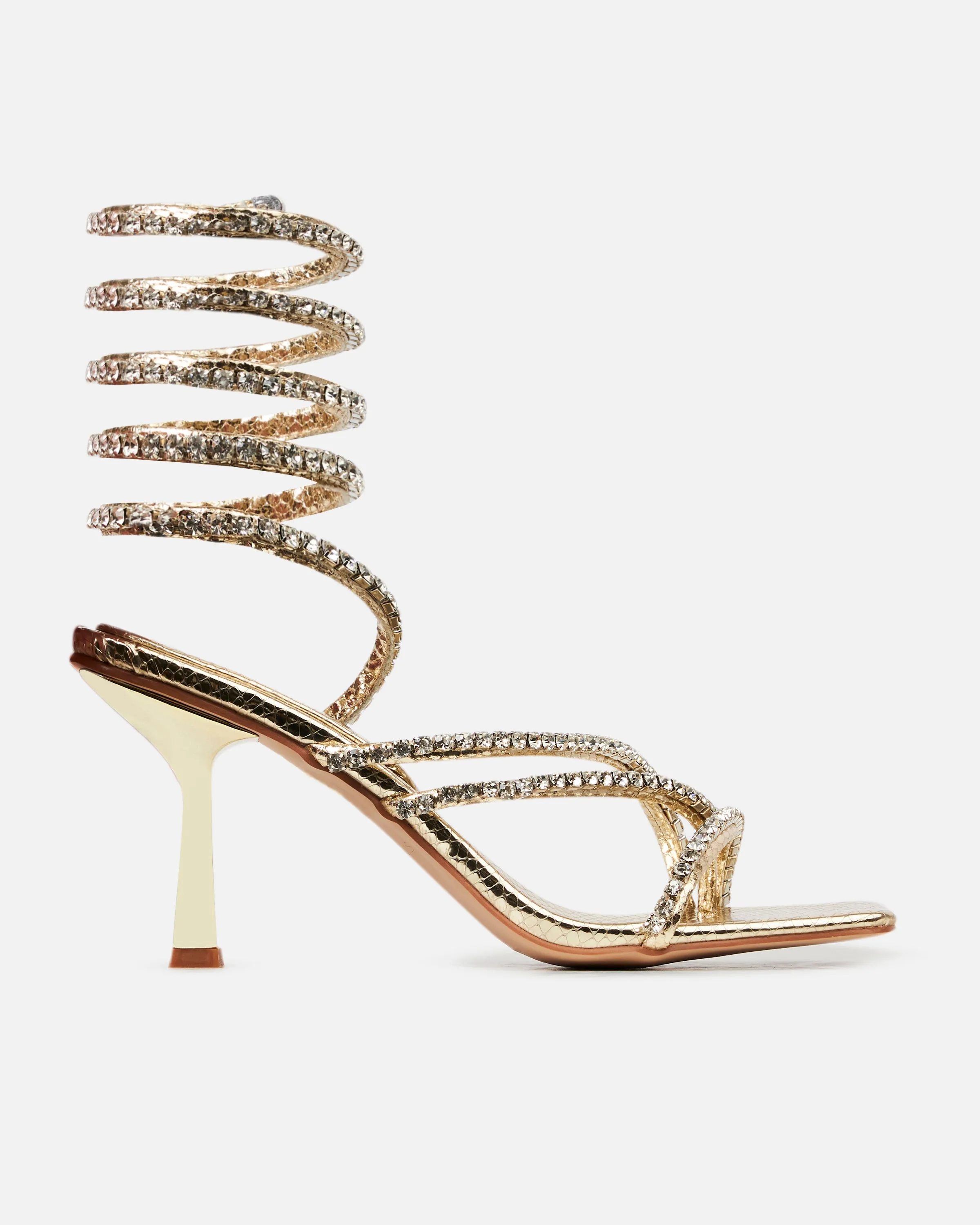 Freesia Gold Faux Snake Print Spiral Mid Heels sold by Simmi London product image thumbnail 2