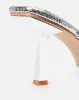 Freesia Silver Faux Snake Print Spiral Mid Heels sold by Simmi London