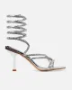 Freesia Silver Faux Snake Print Spiral Mid Heels sold by Simmi London