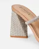 Peruvian Nude Diamante Strappy Block Mules sold by Simmi London