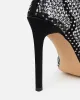 Onika Black Diamante Fishnet Thigh High Heels sold by Simmi London