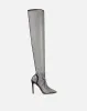 Onika Black Diamante Fishnet Thigh High Heels sold by Simmi London