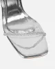 Mollie Silver Mirror Diamante Heeled Sandals sold by Simmi London