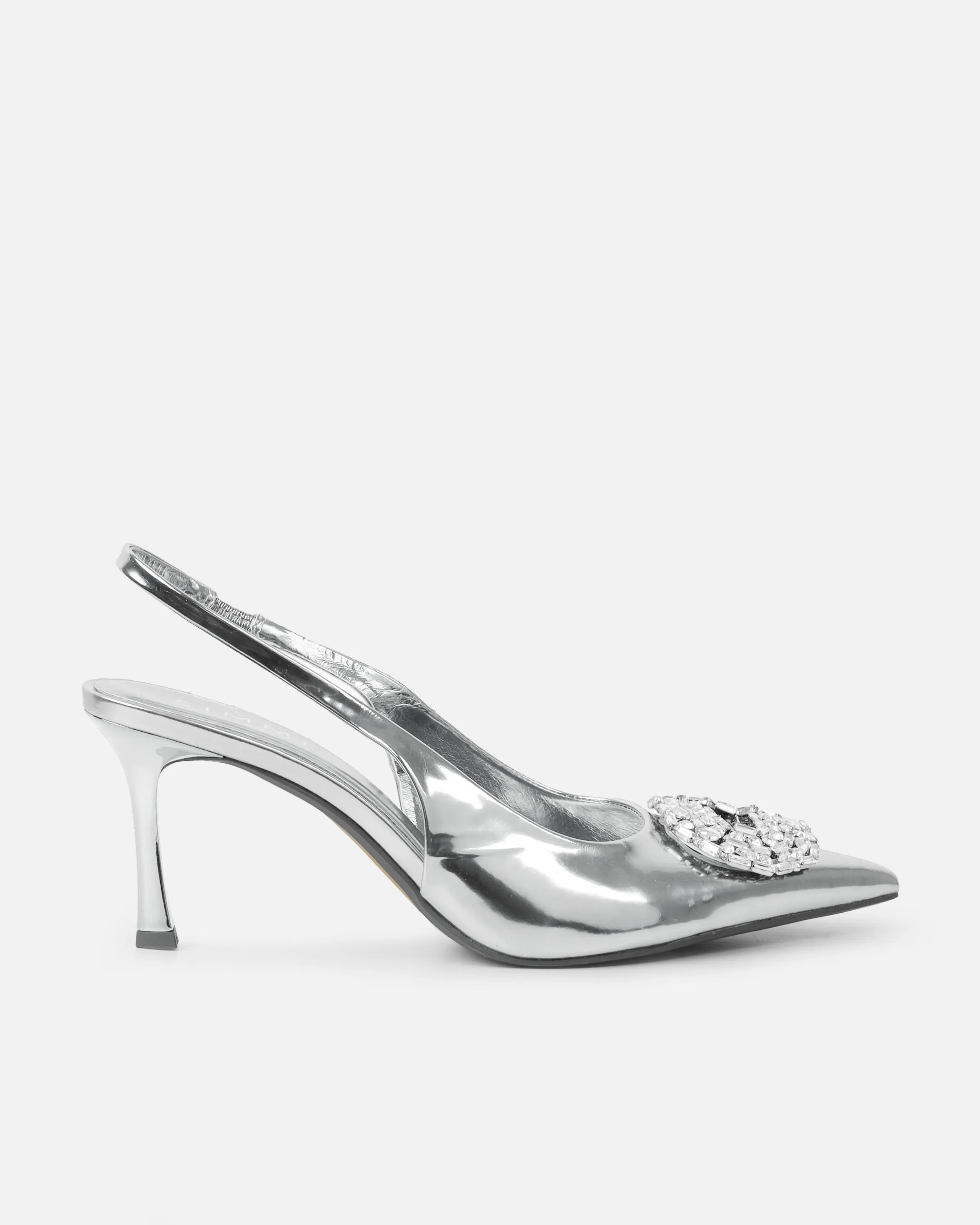 Lilliani Silver Mirror Diamante Trim Sling Back Court Shoes sold by Simmi London product image thumbnail 2