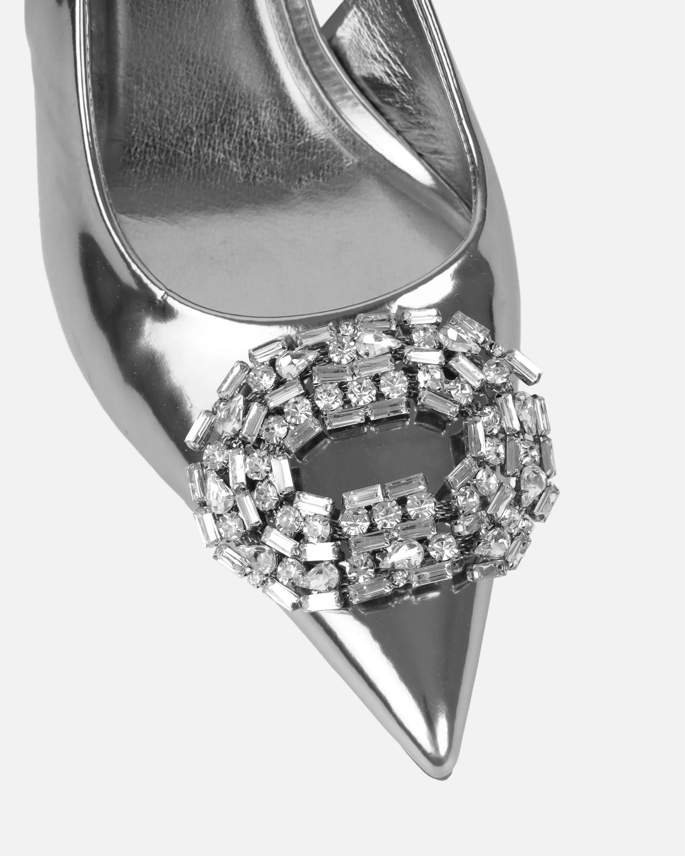 Lilliani Silver Mirror Diamante Trim Sling Back Court Shoes sold by Simmi London product image thumbnail 4